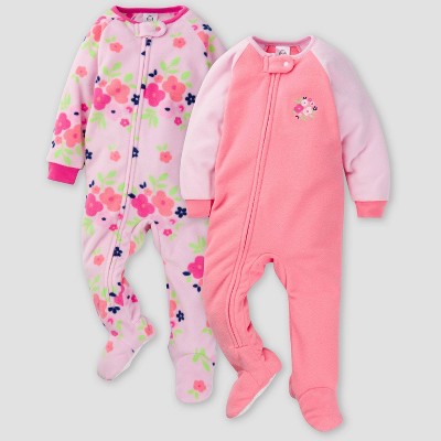 Gerber Baby Girls' Floral Blanket Sleeper Footed Pajama - Pink 9M