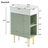 NicBex 21.6" Bathroom Vanity with Sink, Bathroom Cabinet Storage with 2 Spacious Drawers and 2 Open Shelf for Bathroom, Green - 2 of 4