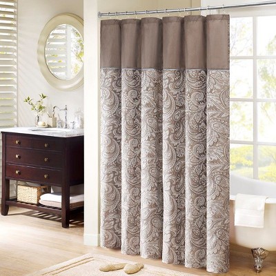 VYNXARIA Traditional paisley jacquard shower curtain