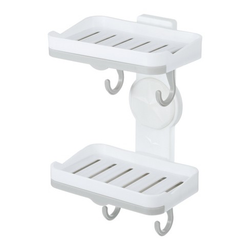 1pc Soap Holder Adhesive Two Layers With Drawer And Removable