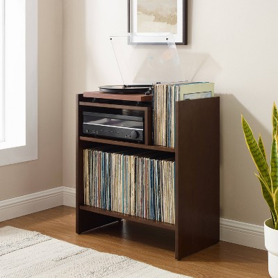 Portland Dark Brown MDF Turntable Stand with Cabinet