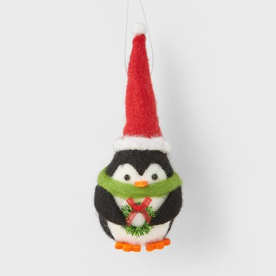 Boiled Wool Penguin with Wreath Christmas Tree Ornament - Wondershop™