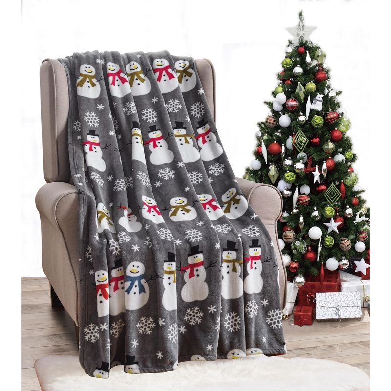 Noble house Christmas  Festive and Cheery Holiday Super Soft Ultra Comfy Microplush Throw Blanket 50"x60", 1 of 5