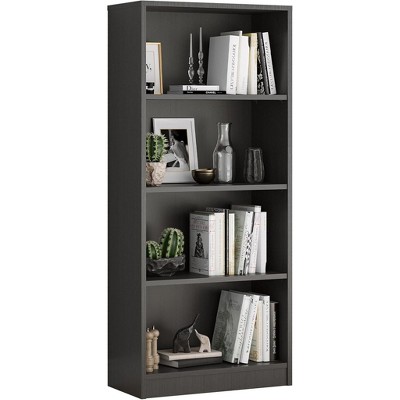Fontoi Decorative Bookshelf, Adjustable Storage Bookcase, Freestanding Bookshelf with 4 Shelves for Living Room Home Office, Gray, 11.6"* 24.4"*55.9"