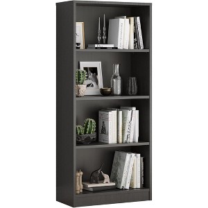 Fontoi Decorative Bookshelf, Adjustable Storage Bookcase, Freestanding Bookshelf with 4 Shelves for Living Room Home Office, Gray, 11.6"* 24.4"*55.9" - 1 of 4