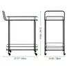 mDesign Metal Rectangle Rolling Food and Beverage Bar Cart with Glass Shelves, Black - 3 of 4