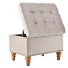 Racxily Square velvet upholstered Ottoman with storage space, hidden support hinges with easy to open top, rivets trim around - 2 of 4
