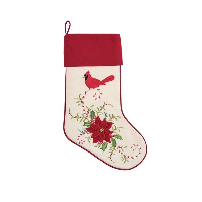 C&F Home Cardinal Cane Embroidered Christmas Stocking