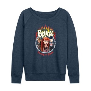 Women's - Bratz - Pretty in Punk Lightweight French Terry Wide Neck Long Sleeve Shirt - 1 of 4