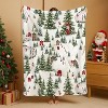 Christmas Village Flannel Blanket,Nostalgic Snowy Winter Trees Christmas Gift. - 4 of 4