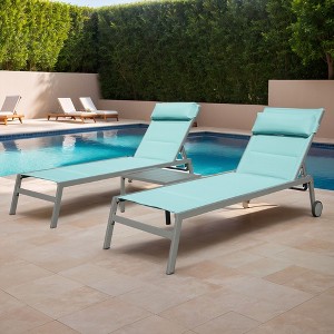 Christopher Knight Home Maxine Outdoor Aluminum Adjustable Upholstered Chaise Lounge Set with Side Table - 1 of 4