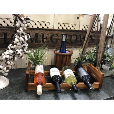 Acacia Wood Stackable 4 Bottle Wine Rack