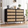 Rattan 8-Drawer Dresser w/ Deep Drawers & Wide Top - Tall Wood Chest Storage for Bedroom, Living Room, Hallway, Kids Room - 3 of 4