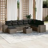 vidaXL 9 Piece Patio Sofa Set with Cushions Poly Rattan - Gray With Table - 2 of 4