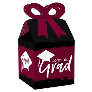 Big Dot of Happiness Maroon Grad - Best is Yet to Come - Square Favor Gift Boxes -  Burgundy Graduation Party Bow Boxes - Set of 12 - 1 of 4