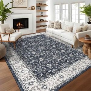 Washable Area Rugs for Living Room Bedroom Area Rug Boho Vintage Rugs Slip Low Pile Soft Lightweight Carpet Indoor - 1 of 4