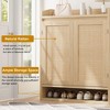 Rattan Shoe Cabinet with 2 Doors, Wooden Shoe Storage Organizer with Adjustable Shelves, 5-Tier Shoe Storage Cabinet for Entryway, Hallway,Living Room - 4 of 4