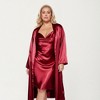 Anna-Kaci Lounge Women's Satin Slip Dress and Long Robe Set with Soft Draped Silhouette and Elegant Flowing Layered Design - 2 of 4
