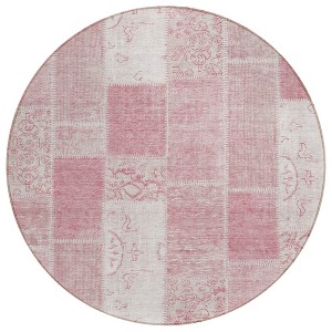 Pink Blush And Ivory Patchwork Washable Indoor Outdoor Area Rug - 1 of 4