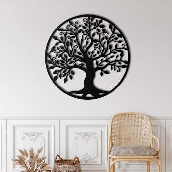 Sussexhome Family Tree Metal Wall Decor for Home and Outside - Wall-Mounted Geometric Wall Art Decor - Drop Shadow 3D Effect Wall Decoration