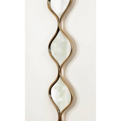 Gold Teardrop Panel Wall Mirror, 7x42, Metal Frame