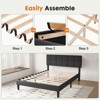 Unikito Bed Frame with Headboard Adjustable, Platform Bed Frame with Linen Fabric Upholstered Headboard, Dark Grey, 57.9"*48.8"*77.36" - image 2 of 4