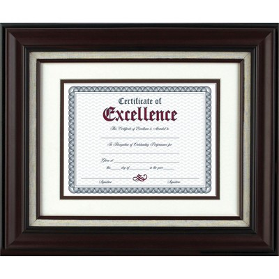 Burnes Home Accents Wall Frame w/Certificate 11"x14" Mahogany N15907B