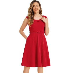 Allegra K Women's 1950s Retro Scoop Neck Formal Cocktail Swing Dresses - 1 of 4