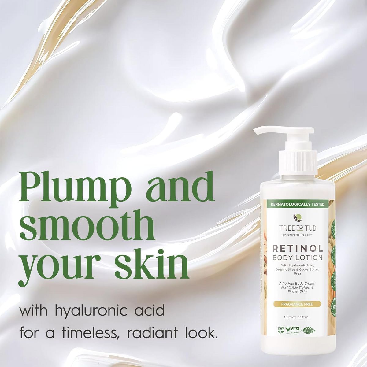 Tree To Tub Retinol Body Lotion - Hydrating Retinol Body Cream, Retinol Firming Cream w/ Hyaluronic Acid & Shea Butter, Body Lotion for Crepey Skin - thumbnail 4