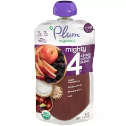 Plum Organics Mighty 4 Apple Blackberry Purple Carrot Greek Yogurt & Oat Baby Food Pouch - (Select Count)