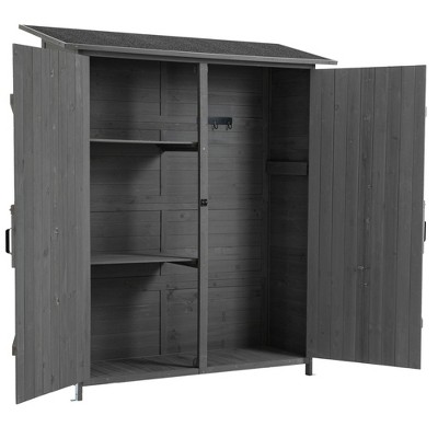 NicBex 64 Inch Tall Outdoor Storage Shed with Lockable Door,Detachable Shelves and Pitch Roof for Garden/Patio/Backyard