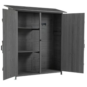 NicBex 64 Inch Tall Outdoor Storage Shed with Lockable Door,Detachable Shelves and Pitch Roof for Garden/Patio/Backyard - 1 of 4