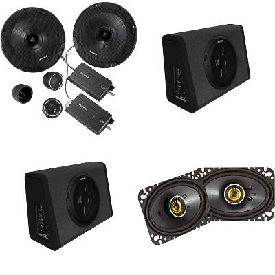 Kicker (2) 11PT250 Powered Sub Enclosure & 46CSS674 6.75" Component, 46CSC464 4x6" Bundle