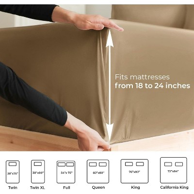 King Beige Microfiber Deep Pocket Sheet Set