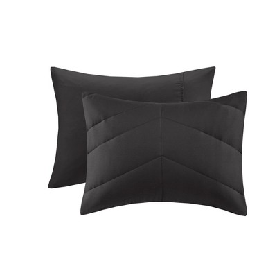 Black Twin Microfiber Reversible Chevron Comforter Set