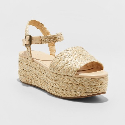 straw platform sandals