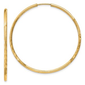 Black Bow Jewelry 1.5mm x 42mm 14k Yellow Gold Satin Diamond-Cut Endless Hoop Earrings - 1 of 4
