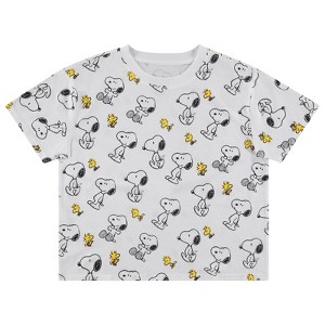 Ladies Peanuts Snoopy Fashion Shirt - Ladies Classic Snoopy Tee - Peanuts Ladies All Over Skimmer Tee - 1 of 4