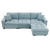 YOOCOZZ L-Shaped Suede Sectional Sofa with Removable Ottoman, Tufting and Piping Design - 2 of 4