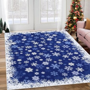 Christmas Area Rug Xmas Snowflake Accent Rug Holiday Decorative Soft Carpet - 1 of 4