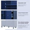 Kitchen Island with Drop Leaf, Solid Wood Top, Storage Cabinet, Drawers, Spice & Towel Rack, Adjustable Shelves, Mobile Prep Table for Dining Room - 3 of 4