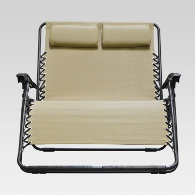 Outdoor Patio Infinity Zero Gravity Loveseat Beige - Caravan