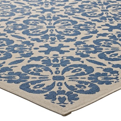 Ariana Vintage Floral Trellis 9' x 12' Blue and Beige Area Rug