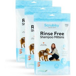 Rinse-Free Shampoo Mittens for Dogs and Cats - Pet Bath Wipes, Hypoallergenic No-Rinse Wash Mitt for Grooming, Lather Wipe Dry - 1 of 4