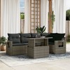 vidaXL 6 Piece Patio Sofa Set with Cushions Gray Poly Rattan - without storage - 2 of 4