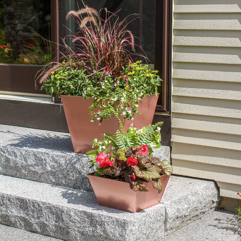 16&#34; Wide Square Copper Plated Galvanized Steel Flower Box - ACHLA Designs, 3 of 5