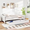 ELJGET Twin Size Daybed with Pull-Out Trundle, Solid Wood Frame, Built-In Headboard & Armrests, Space-Saving Guest Bed for Bedroom, White - 4 of 4