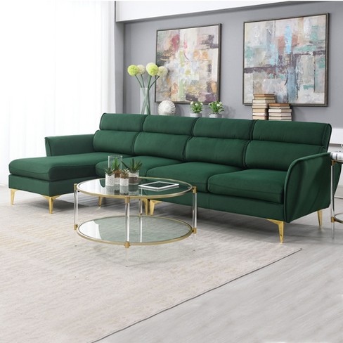 Minimalist Style Sectional Sofa, Upholstered L-shaped Couch Set