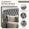 ModernLuxe King Size Bed Frame, Upholstered Velvet Platform Bed with Wingback Headboard, Button-Tufted and Nailhead Trim - 3 of 4