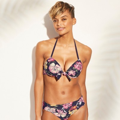 Women's Underwire Tie Front Bikini Top - Kona Sol™ Navy Floral L – Target  Inventory Checker – BrickSeek